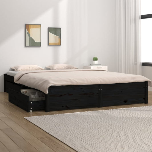 Giroletto con Cassetti Nero 120x190 cm Small Double - homemem39