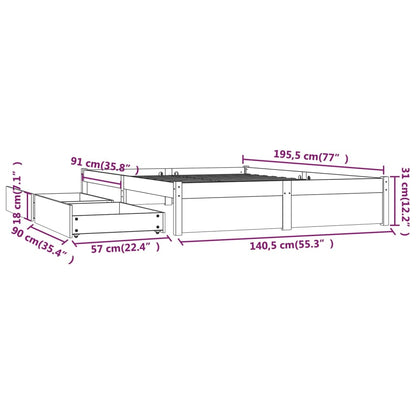 Giroletto con Cassetti Nero 135x190 cm 4FT6 Double - homemem39