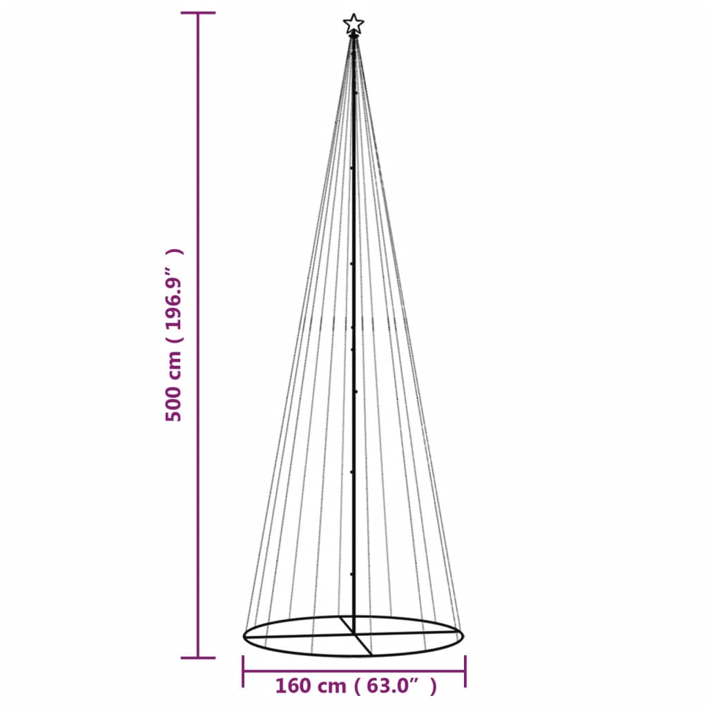 Albero di Natale a Cono Bianco Freddo 732 LED 160x500 cm - homemem39