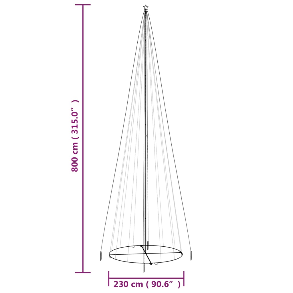 Albero di Natale a Cono Bianco Caldo 1134 LED 230x800 cm - homemem39