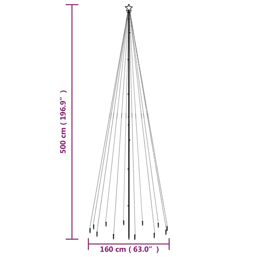 Albero di Natale con Puntale Colorato 732 LED 500 cm - homemem39