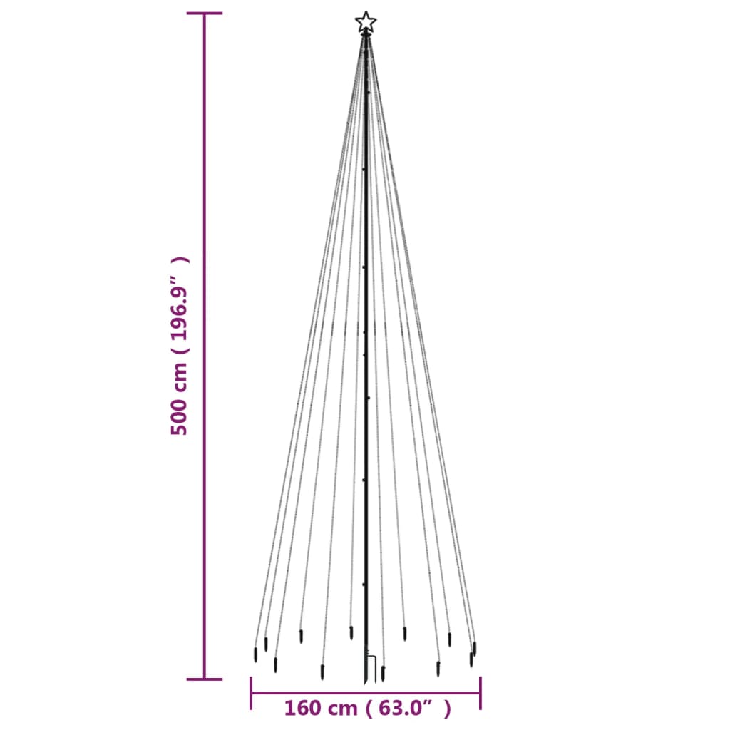 Albero di Natale con Puntale Colorato 732 LED 500 cm - homemem39