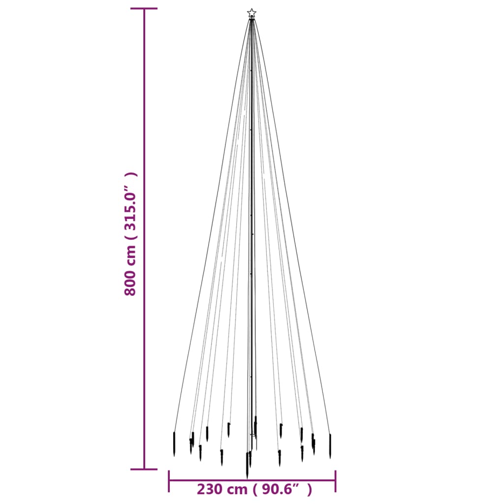 Albero di Natale con Puntale Bianco Caldo 1134 LED 800 cm - homemem39