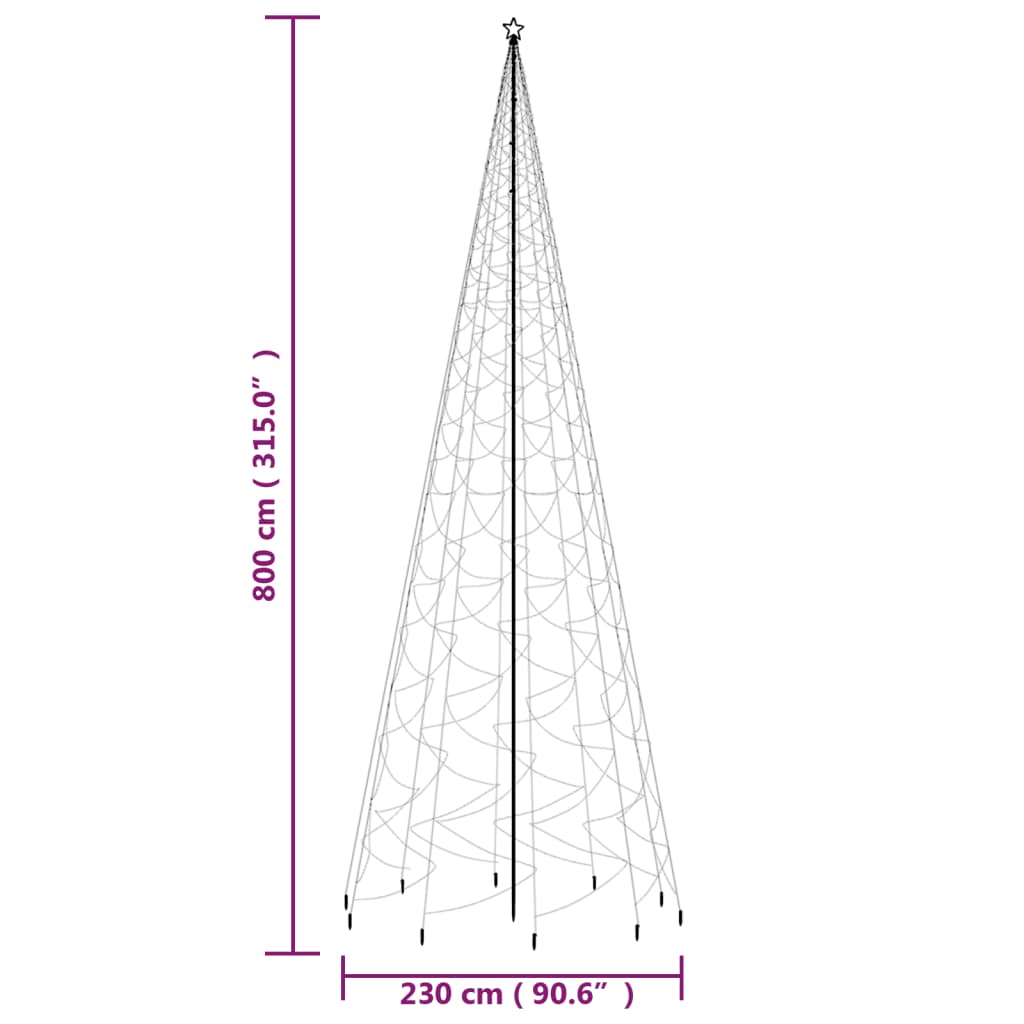 Albero di Natale con Puntale Bianco Caldo 3000 LED 800 cm - homemem39