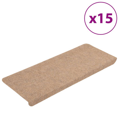 Tappetini Autoadesivi per Scale 15 pz 65x24,5x3,5 cm Beige - homemem39