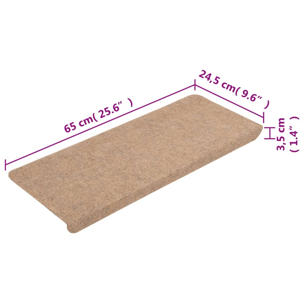 Tappetini Autoadesivi per Scale 15 pz 65x24,5x3,5 cm Beige - homemem39