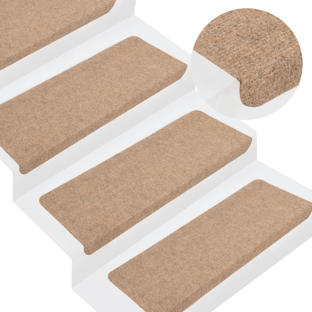 Tappetini Autoadesivi per Scale 15 pz 65x24,5x3,5 cm Beige - homemem39