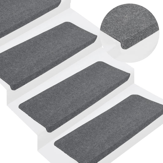 Tappetini Autoadesivi per Scale 15 pz 65x24,5x3,5 cm Grigio - homemem39