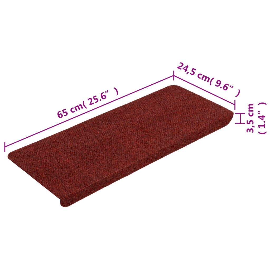 Tappetini Autoadesivi per Scale 15 pz 65x24,5x3,5 cm Rosso - homemem39