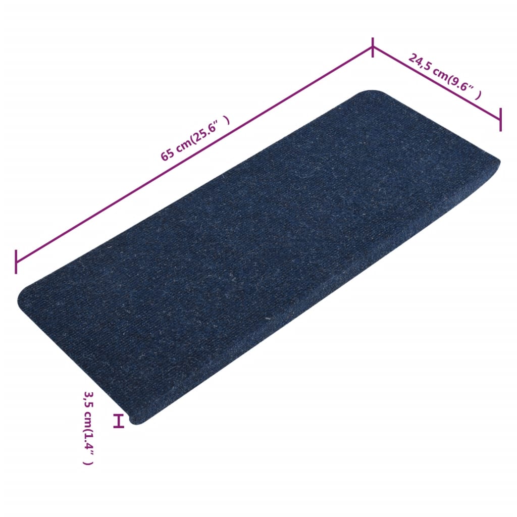 Tappetini Autoadesivi per Scale 15 pz 65x24,5x3,5 cm Blu - homemem39