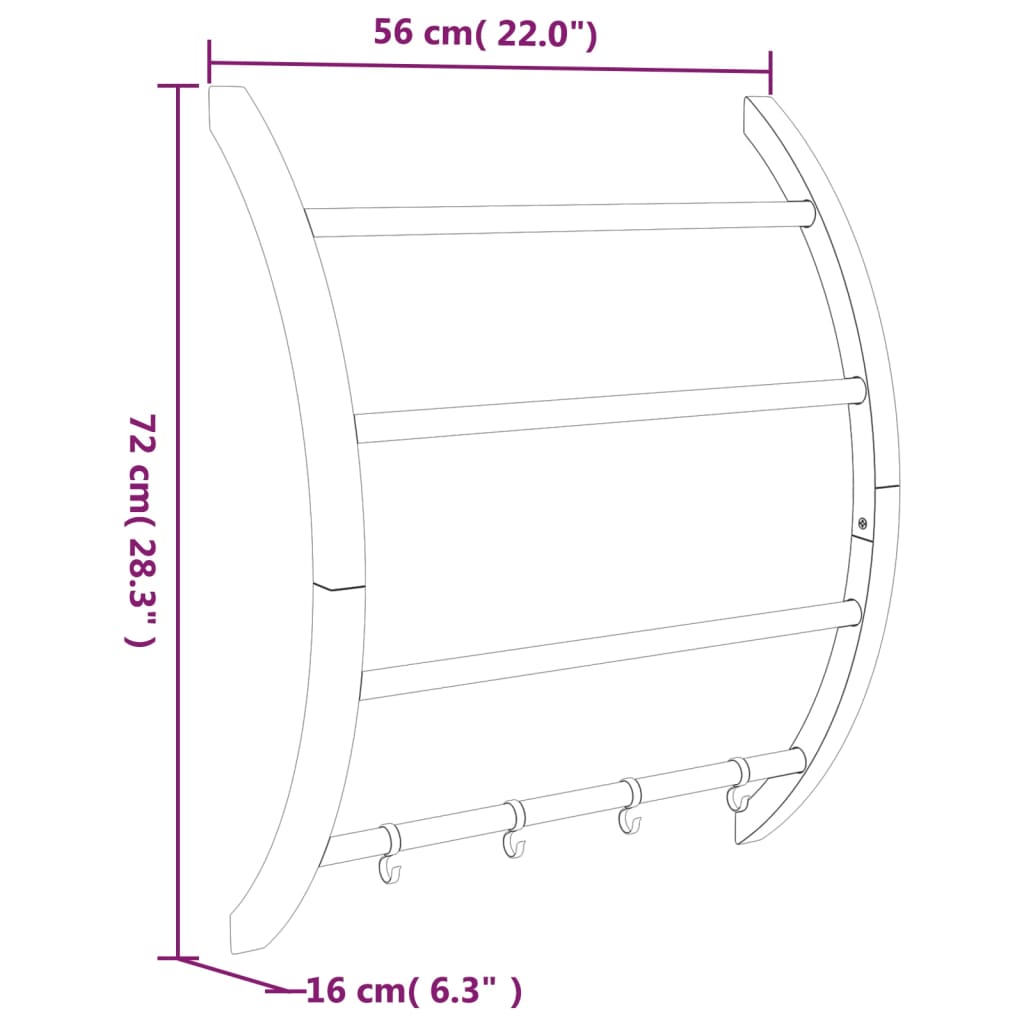 Portasciugamani con Ganci Argento 56x16x72 cm Alluminio - homemem39