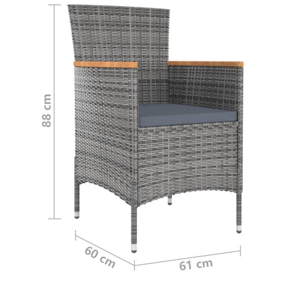 Set da Pranzo per Giardino 9 pz con Cuscini Grigio - homemem39