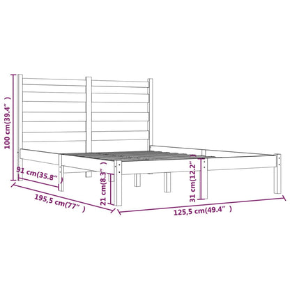 Giroletto Nero Legno Massello Pino 120x190 cm 4FT Small Double - homemem39