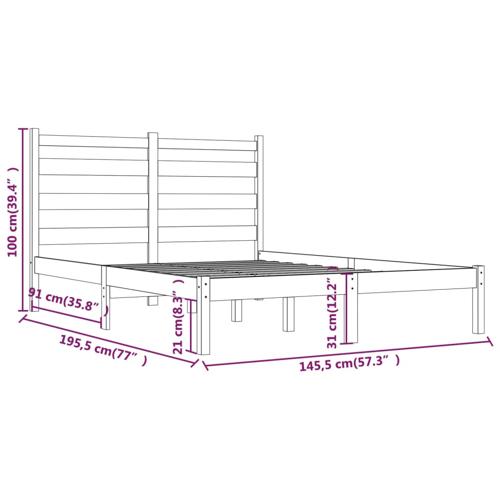 Giroletto Bianco in Legno Massello di Pino 140x190 cm - homemem39