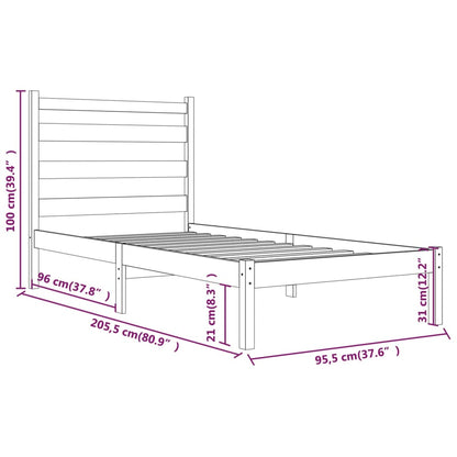 Giroletto Bianco in Legno Massello di Pino 90x200 cm - homemem39