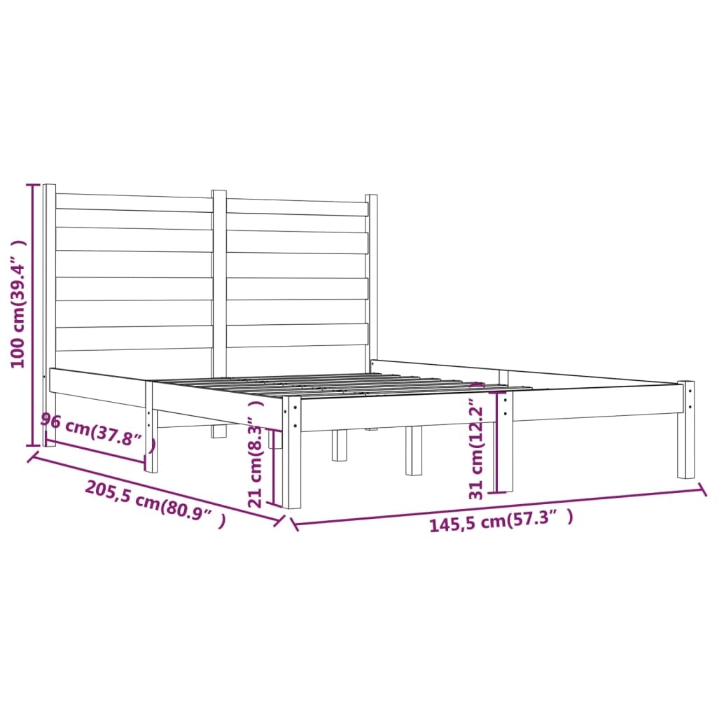 Giroletto Bianco in Legno Massello di Pino 140x200 cm - homemem39