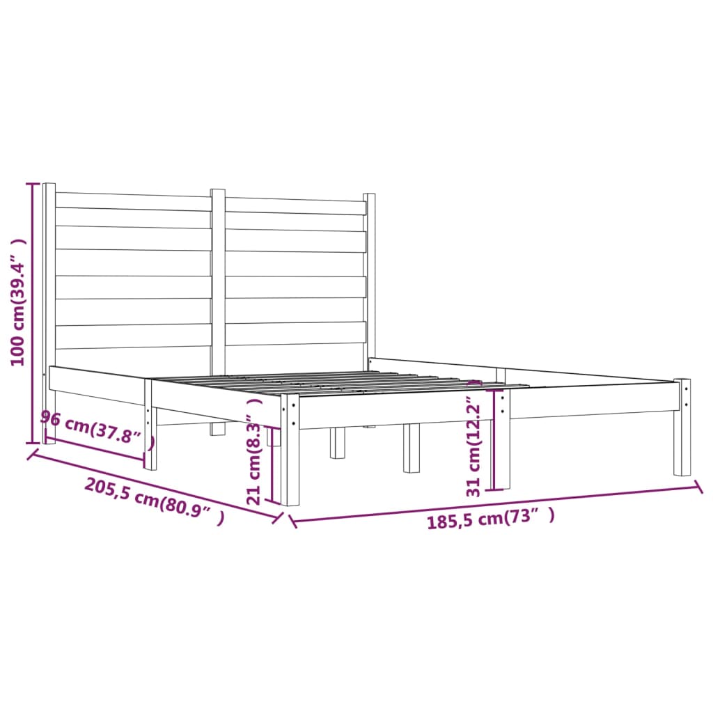 Giroletto Grigio Legno Massello Pino 180x200 cm 6FT Super King - homemem39