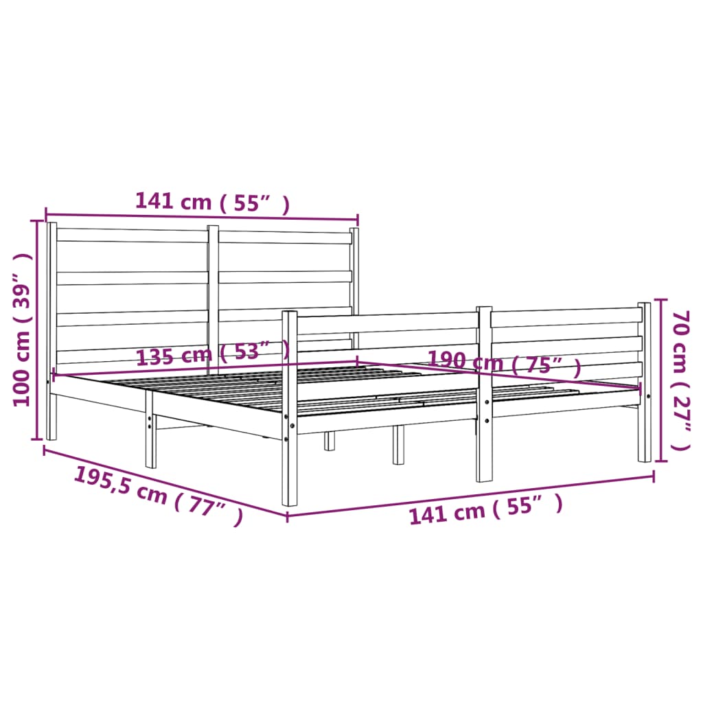 Giroletto in Legno Massello 135x190 cm Small Double - homemem39