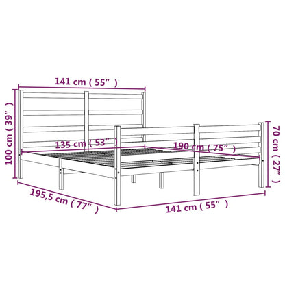 Giroletto Grigio in Legno Massello Pino 135x190 cm 4FT6 Double - homemem39