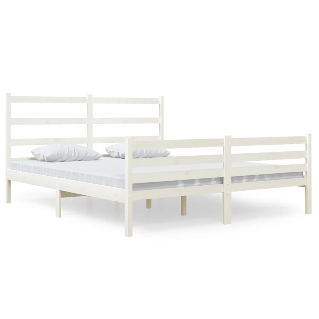 Giroletto in Legno Massello di Pino 140x190 cm Bianco - homemem39