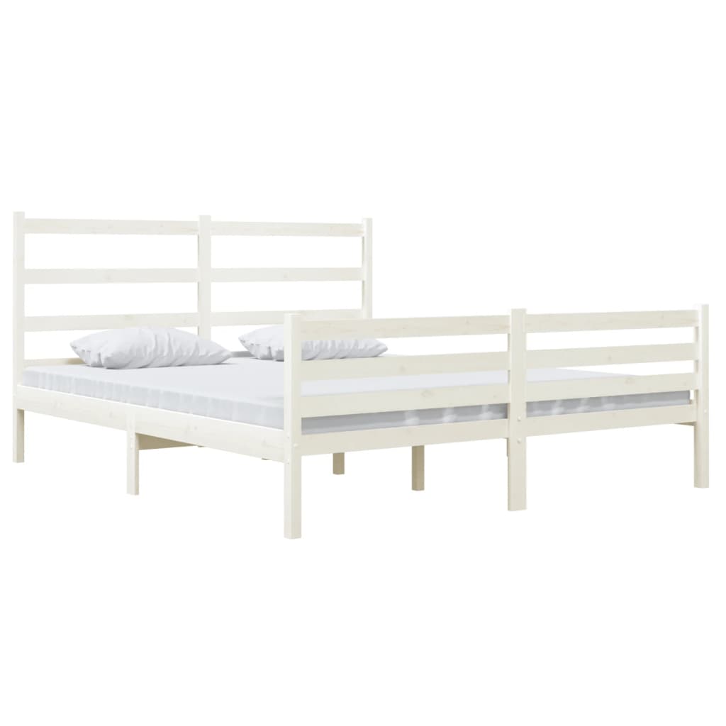 Giroletto in Legno Massello di Pino 140x190 cm Bianco - homemem39