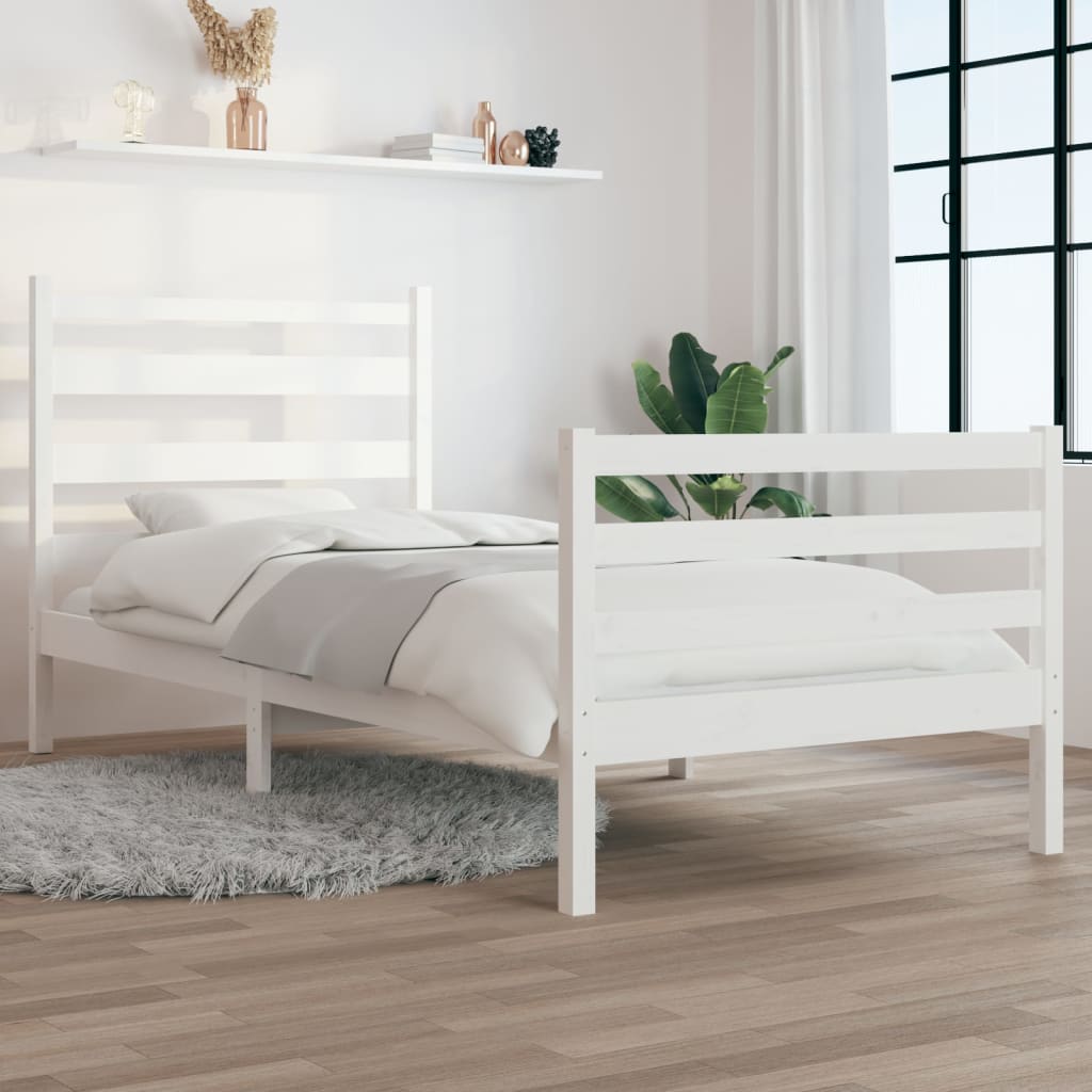 Giroletto in Legno Massello di Pino 90x190 cm Bianco - homemem39