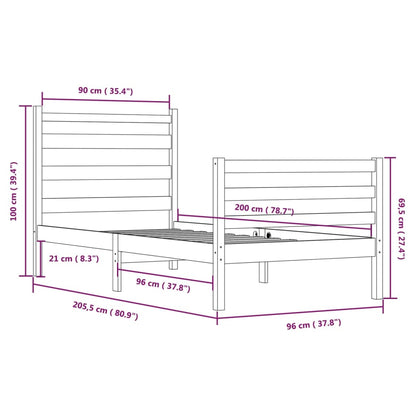 Giroletto in Legno Massello di Pino 90x200 cm Miele - homemem39