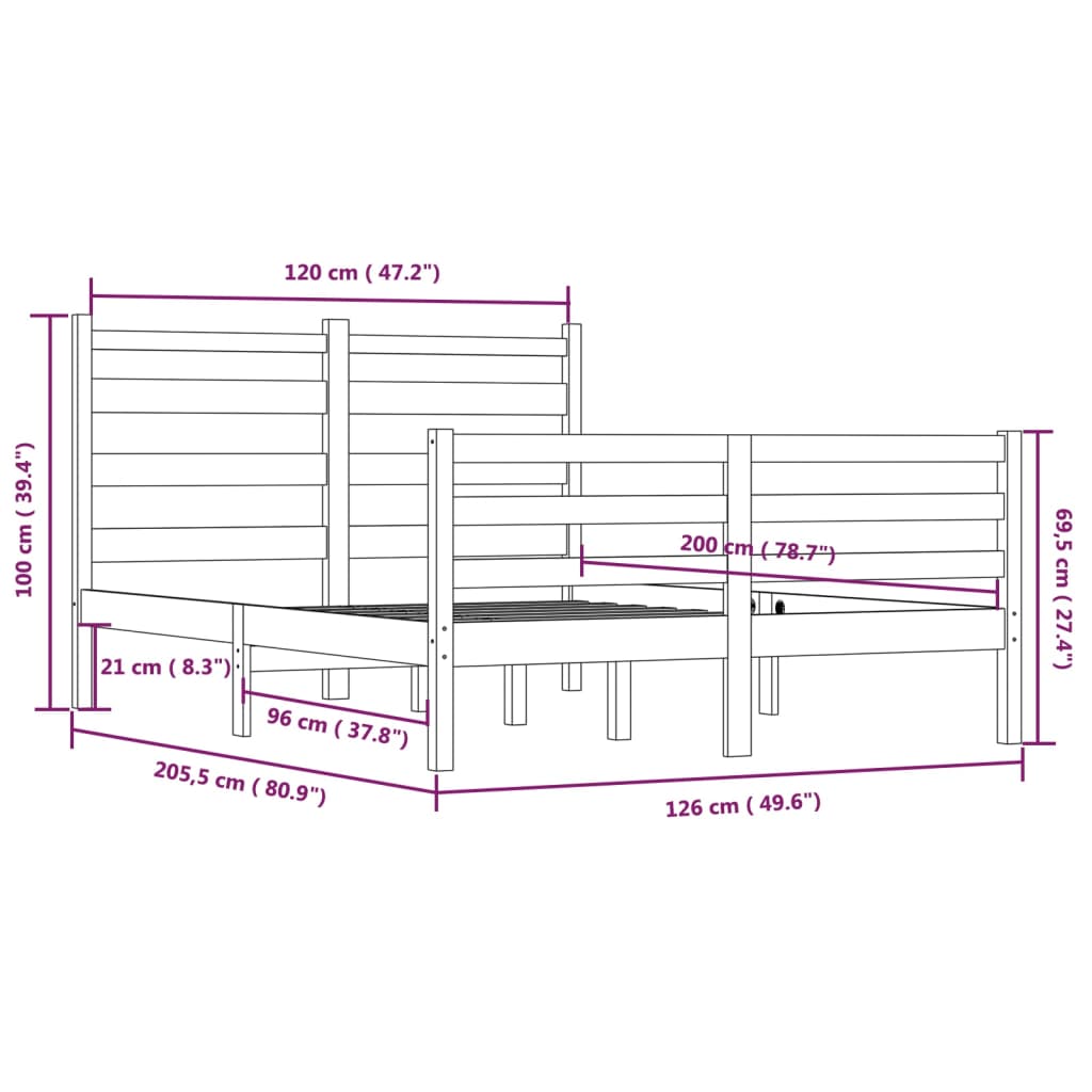 Giroletto in Legno Massello di Pino 120x200 cm Nero - homemem39