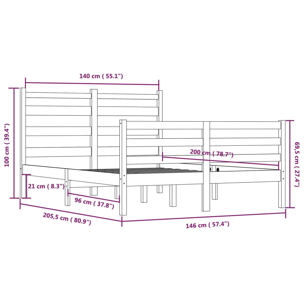 Giroletto in Legno Massello di Pino 140x200 cm Bianco - homemem39