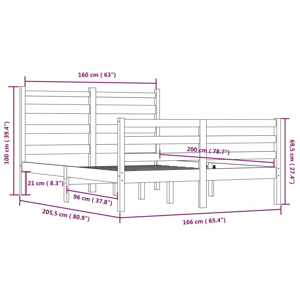 Giroletto in Legno Massello di Pino 160x200 cm - homemem39