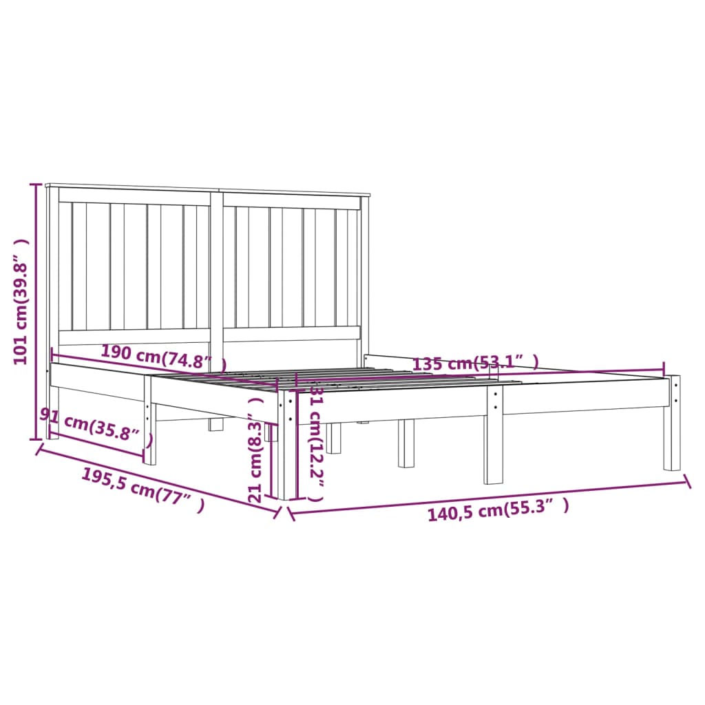 Giroletto in Legno Massello 135x190 cm Small Double - homemem39