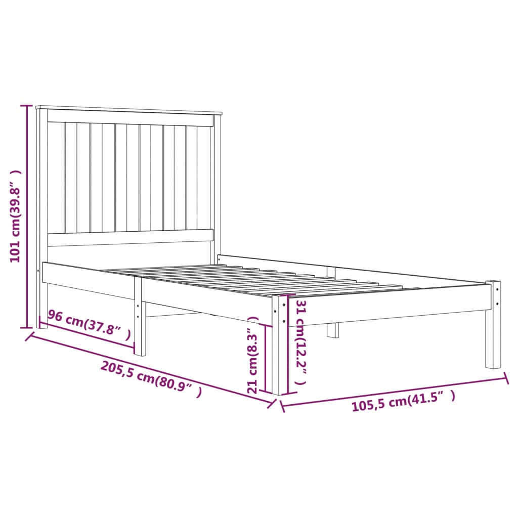 Giroletto Bianco in Legno Massello di Pino 100x200 cm - homemem39