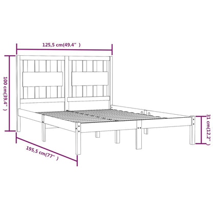 Giroletto Bianco Legno Massello di Pino 120x190cm Small Double - homemem39