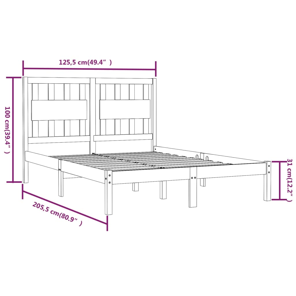 Giroletto Grigio in Legno Massello di Pino 120x200 cm - homemem39