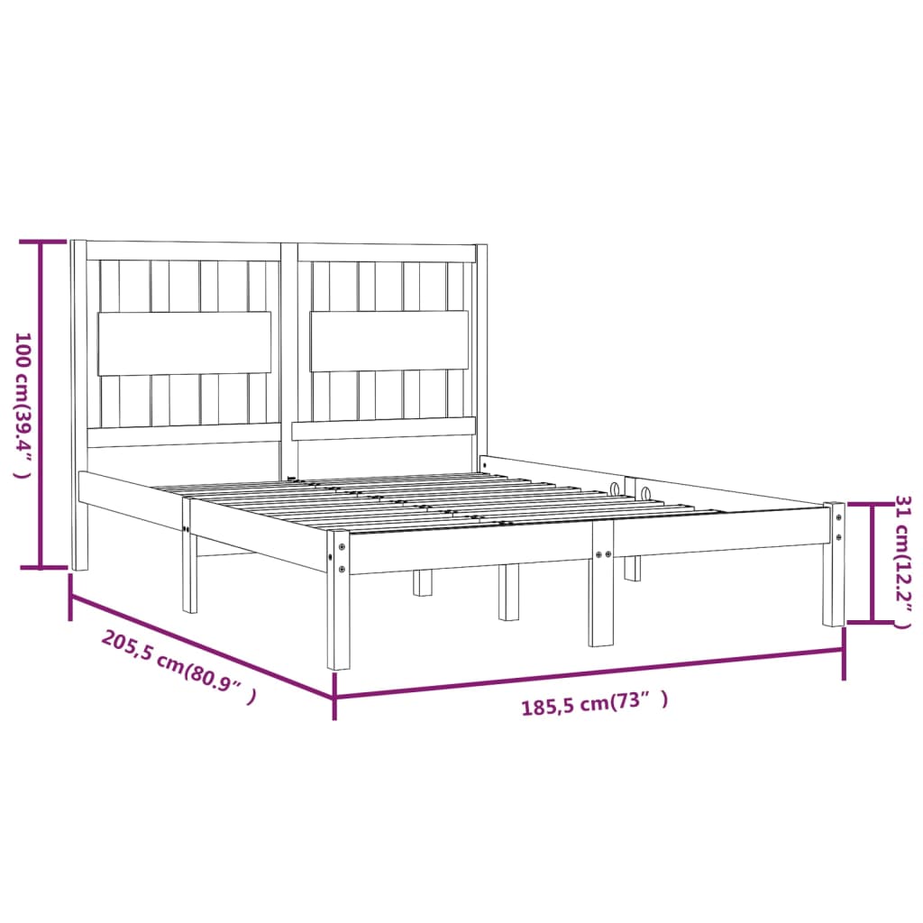 Giroletto Bianco Legno Massello Pino 180x200 cm 6FT Super King - homemem39