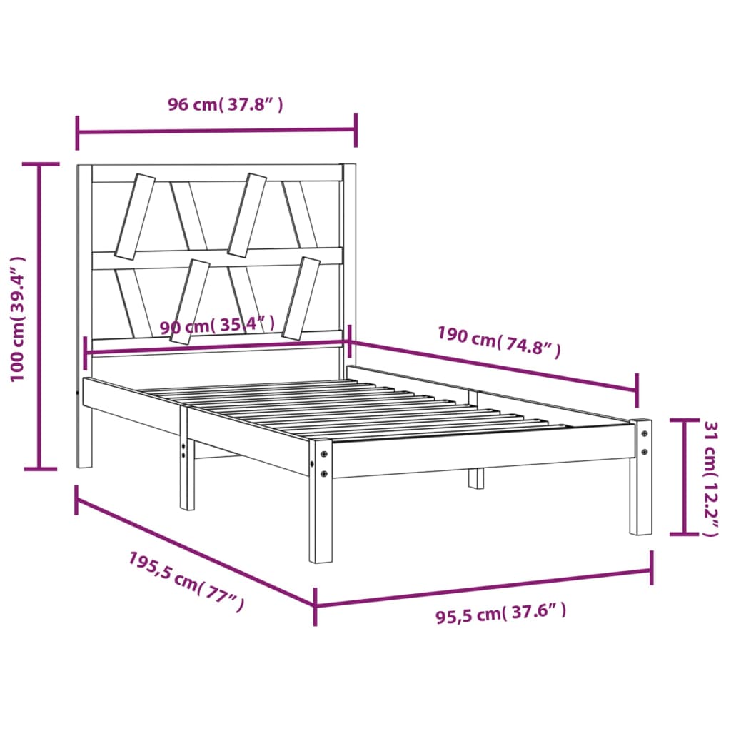 Giroletto in Legno Massello di Pino 90x190 cm Single - homemem39