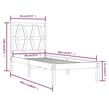 Giroletto Grigio in Legno Massello di Pino 90x200 cm - homemem39