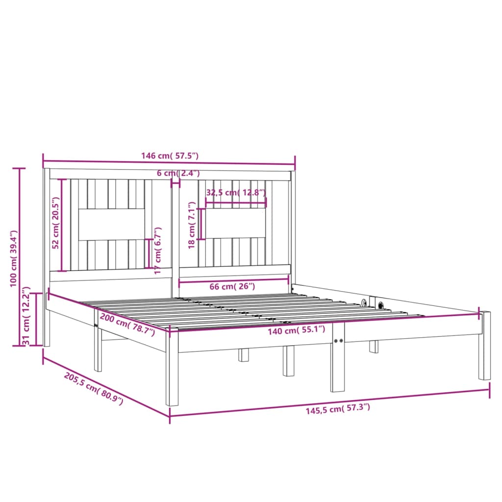 Giroletto Bianco in Legno Massello di Pino 140x200 cm - homemem39