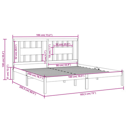 Giroletto Grigio in Legno Massello 180x200 cm 6FT Super King - homemem39