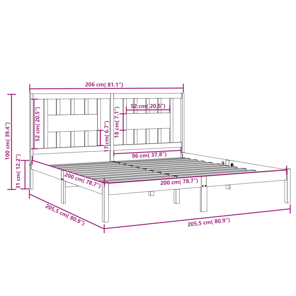 Giroletto in Legno Massello di Pino 200x200 cm - homemem39