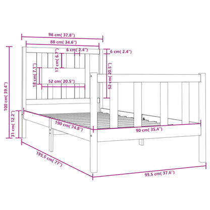 Giroletto in Legno Massello 90x190 cm 3FT Single - homemem39