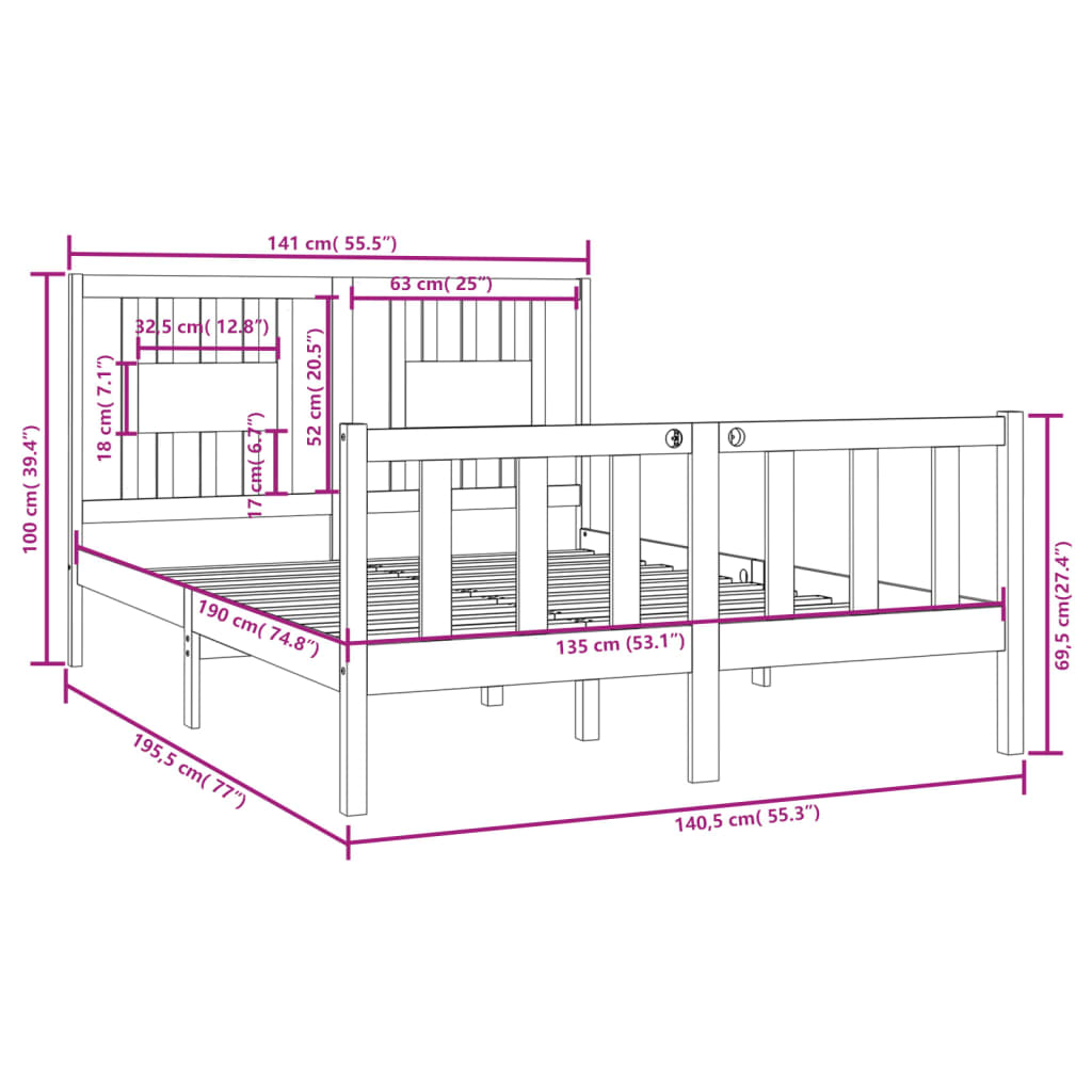 Giroletto in Legno Massello 135x190 cm Double - homemem39