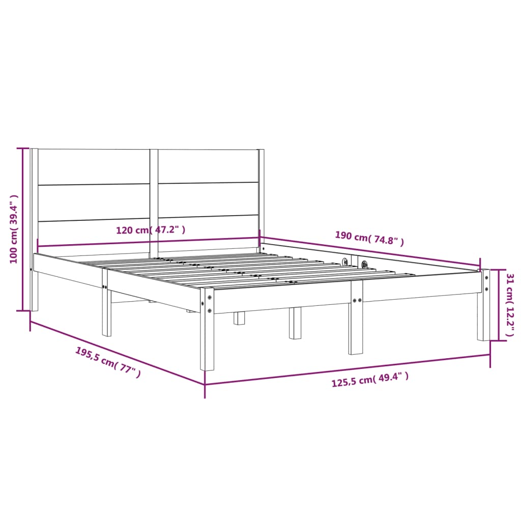 Giroletto in Legno Massello 120x190 cm Small Double - homemem39