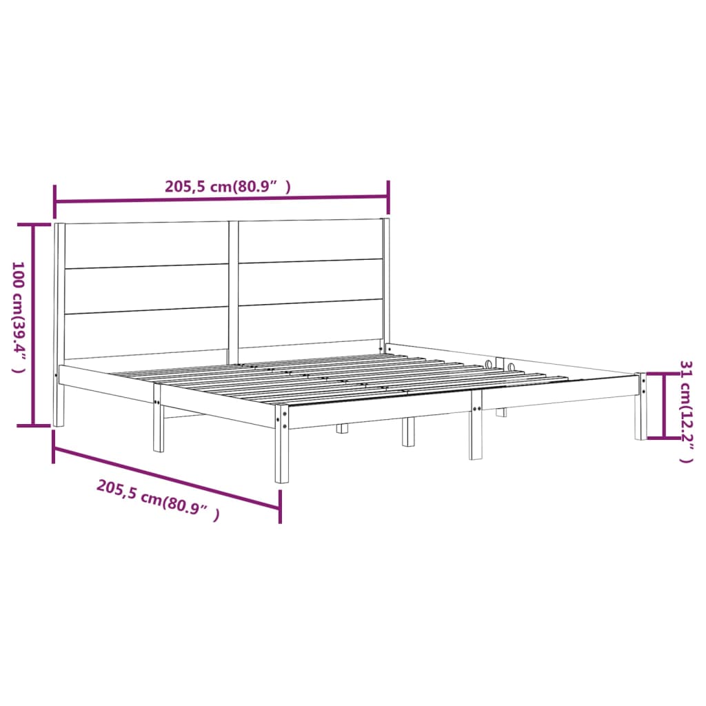 Giroletto Nero in Legno Massello di Pino 200x200 cm - homemem39