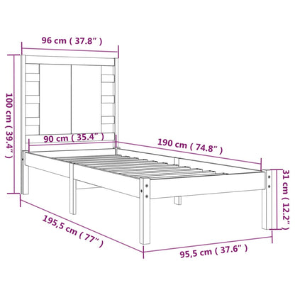 Giroletto Bianco in Legno Massello 90x190 cm Single - homemem39