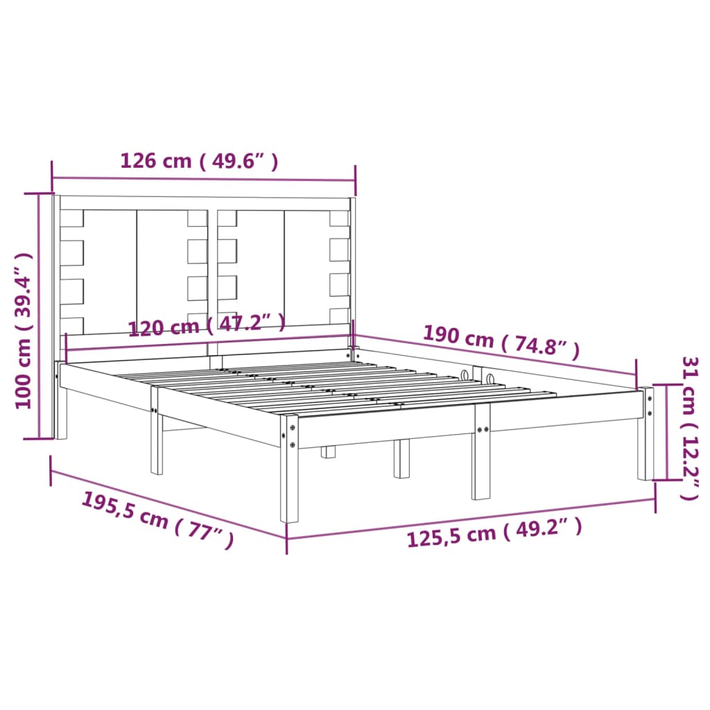 Giroletto in Legno Massello 120x190 cm Small Double - homemem39