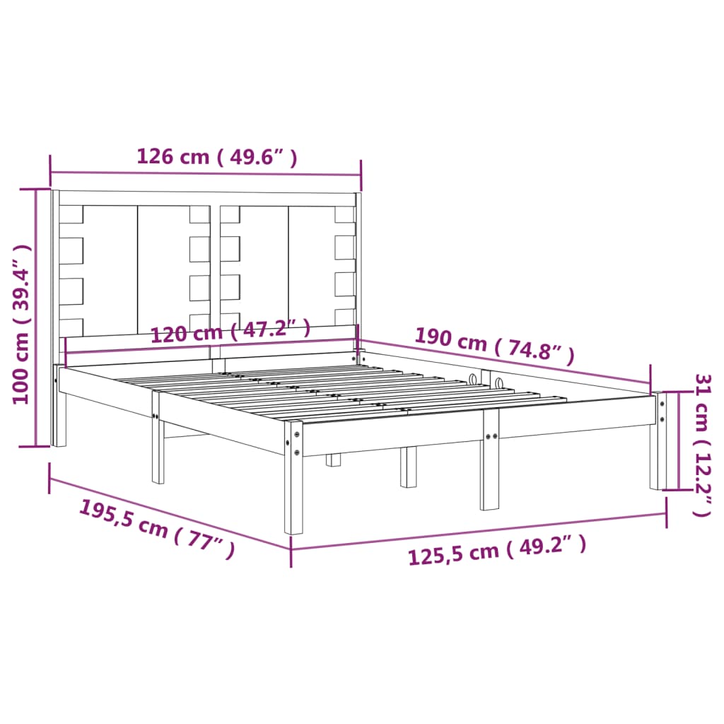 Giroletto Bianco in Legno Massello 120x190 cm Small Double - homemem39