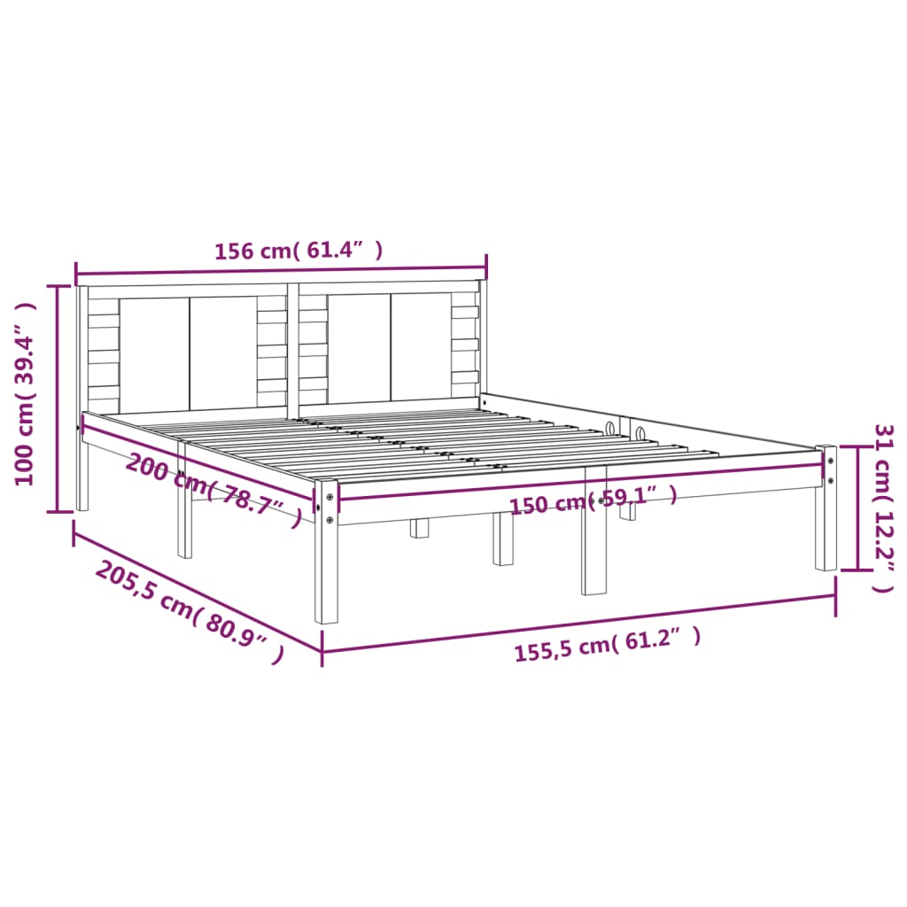 Giroletto Bianco in Legno Massello 150x200 cm King Size - homemem39