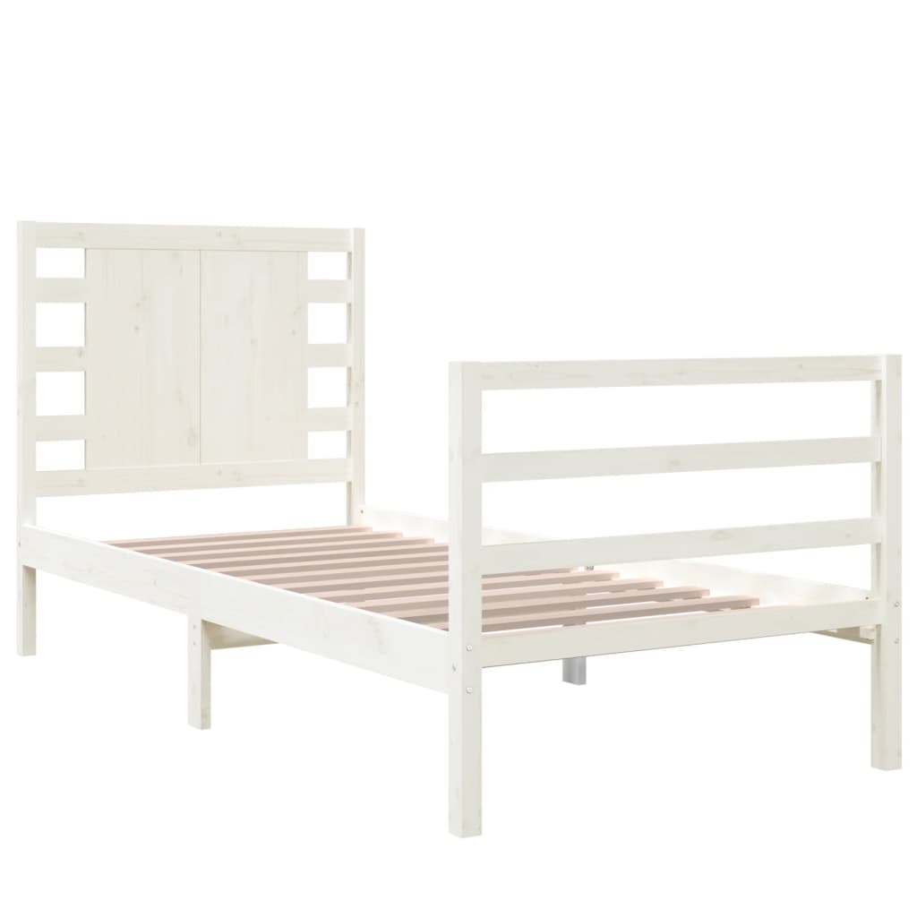 Giroletto in Legno Massello Bianco 75x190 cm Small Single - homemem39