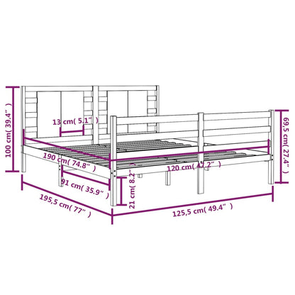 Giroletto in Legno Massello di Pino 120x190 cm 4FT Small Double - homemem39